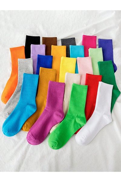 mcy butik 12 пакета многоцветни унисекс обикновени чорапи за тенис колеж