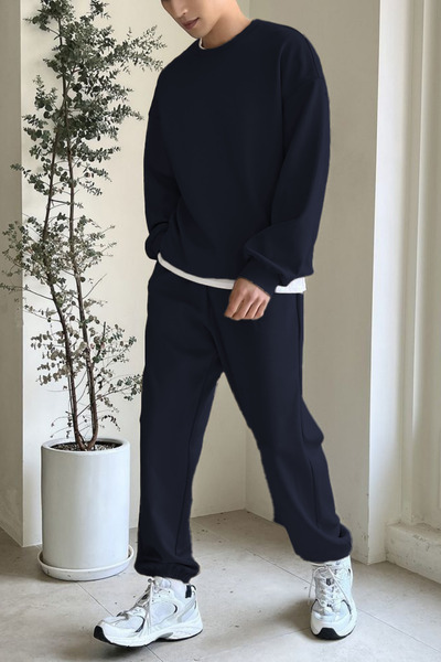 YAKAMEL Set de trening pentru bărbați, cu gât crewneck, supradimensionat, cu ...