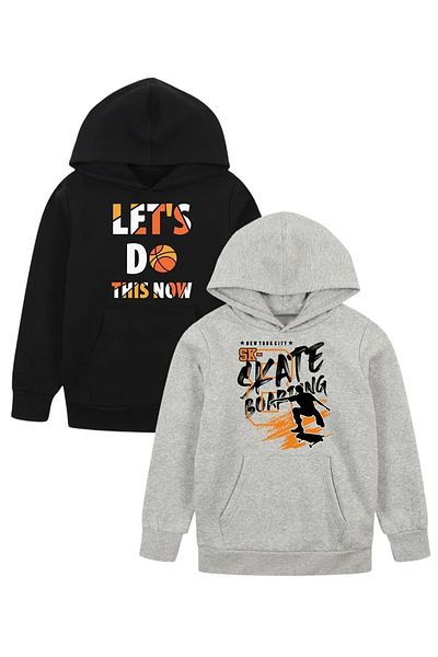 YA KO KİDS Pachet de 4 hanorac cu glugă cu buzunar cangur pentru băieți cu imprimeu Let's-Brooklyn-Skate-Escape