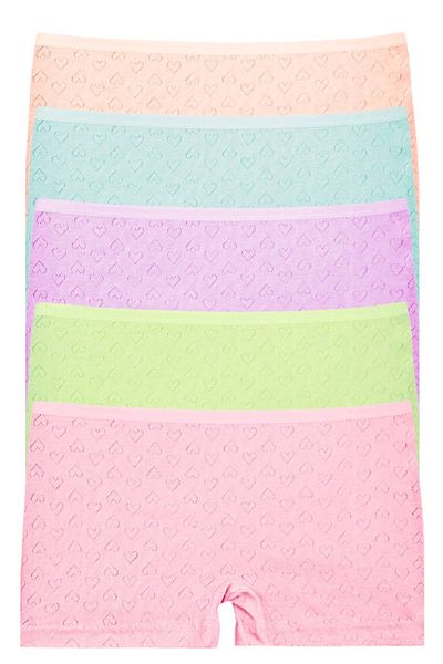 Newlilla Boxershorts für Mädchen mit 120 Herzen, 100 % Baumwolle, 5er-Pack