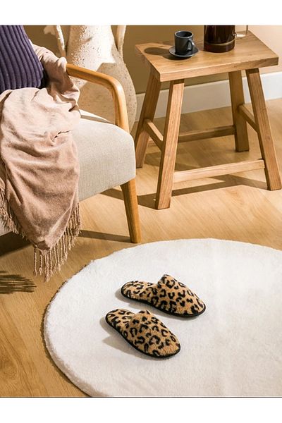 LC Waikiki Beige Women's Leopard Patterned Plush House Slippers