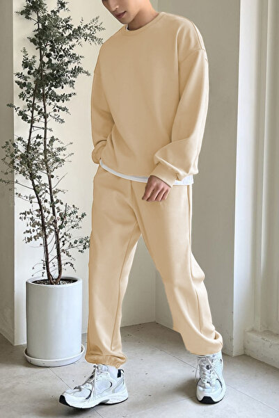 YAKAMEL Set de trening pentru bărbați, cu gât crewneck, supradimensionat, cu ...