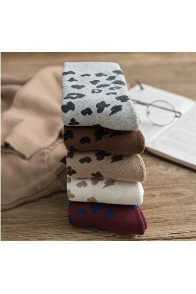 WORTHY SOCKS 5 pár női többszínű leopárdmintás zokni, 5 darabos csomag