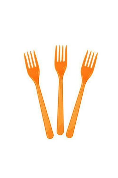 Parti Dükkanım Orange Plastic Fork Luxury (25 PCS)