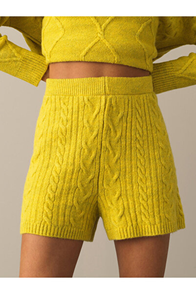 Xint Kadın Sarı Regular Fit Triko Şort