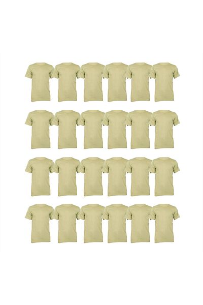 ŞİMŞEKOĞLU 24-Piece Soldier Undershirt Khaki, Short Sleeve Military Athlete for Novice and Precedent Soldier