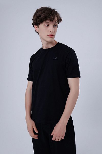 Nordbron Dussel Men's Black 100% Cotton Basic Oversize Fit Crew Neck T-shirt Short Sleeve Soft Comfortable
