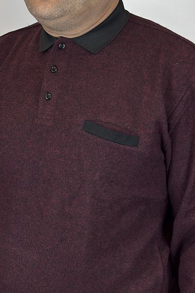 TANİŞ GİYİM Men's Polo Neck Large Size Battal Burgundy Thessaloniki with Pockets