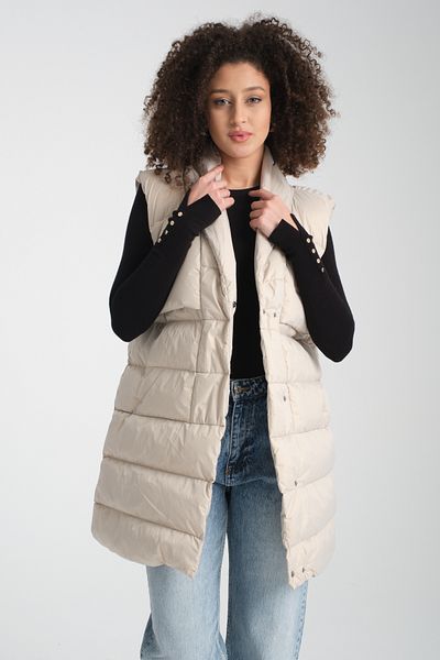 G-FOX Women's Relaxed Fit down Vest - Snap Closure, No Hood, Double Pocket Design 8830