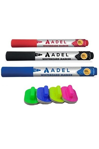 Adel Tahta Kalemi Siyah - Mavi - Kırmızı + 1 Tane Tahta Silgisi