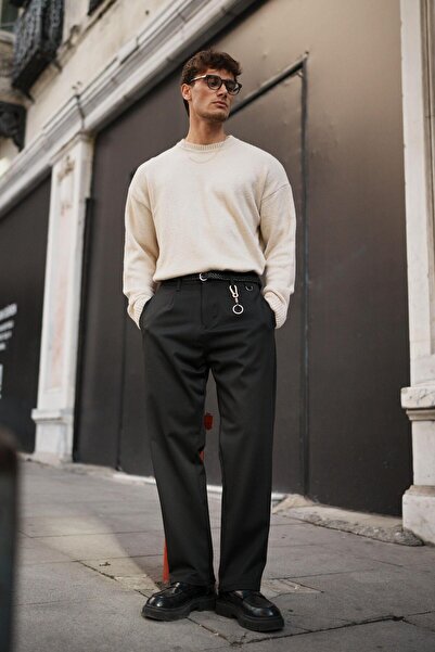 ablukaonline Ανδρικό πουλόβερ Oversize Soft Textured Stone Color