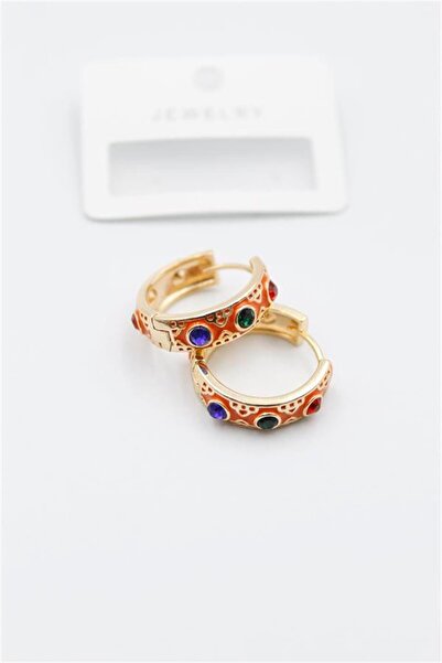 MENESSA Enameled Hoop Earrings - Orange