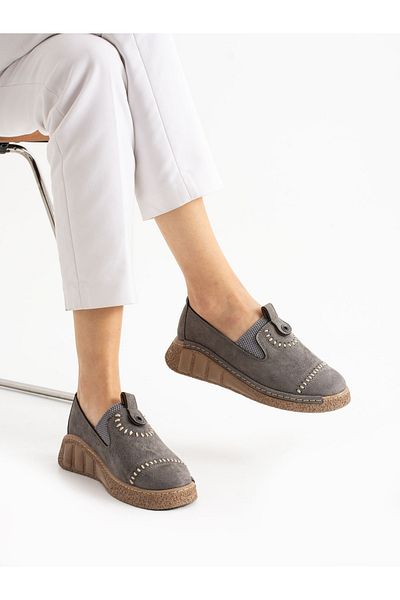 Alemdar Shoes Дамски мокасини от велур ORBIT в сиво
