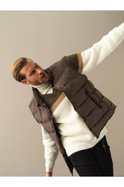 Xint Erkek Gri Formunu Koruyan Süet Görünümlü Şişme Yelek