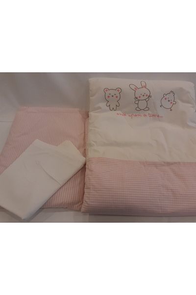 Lolybon Pink Gingham 90X120 Park Bed Sleep Set