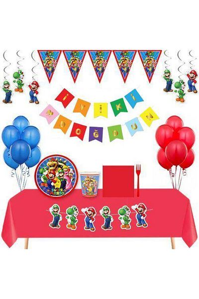 Parti Dükkanım Super Mario Full Party Set for 16 People