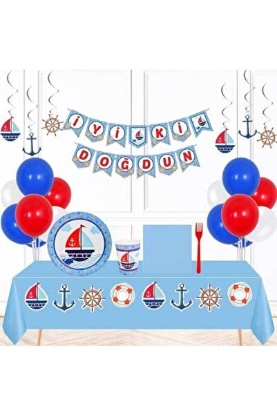 Parti Dükkanım Economic Party Set for 16 People Sailor Themed