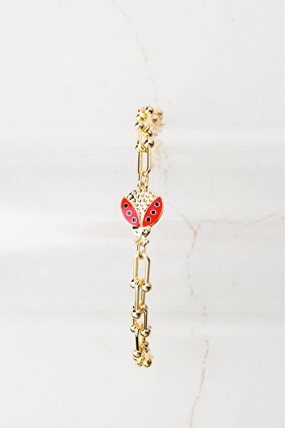 Modex Uğur Böceği Figürlü Altın Rengi Bileklik