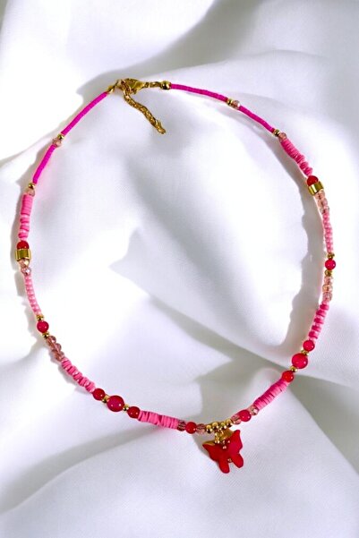 PETEK AKSESUAR Kelebek Fimo Boncuk Deniz Kabuğu Kolye