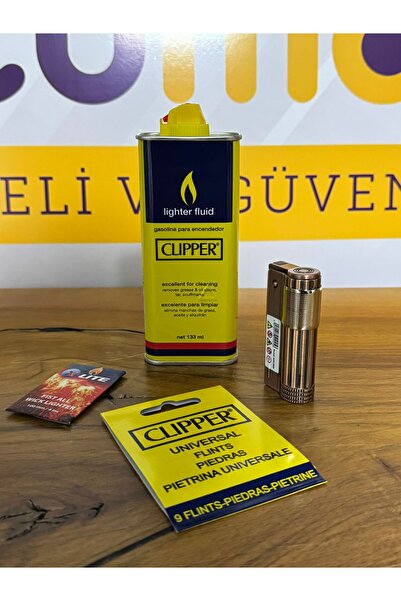 Clipper Muhtar Çakmağı  Ve Yardımcı Çakmak Seti ( Fitil,benzin 133 Ml Teneke Ve Çakmaktaşı)