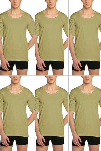 CENNETOĞLU Men's Wide Collar Combed Cotton Undershirt 6 Pack