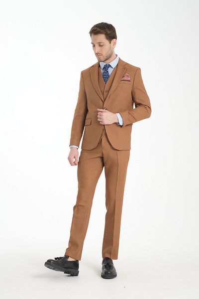 Frappoli Κοστούμι Slim Fit Χοντρό μονόχρωμο γιακά με διπλό σκίσιμο φόδρα