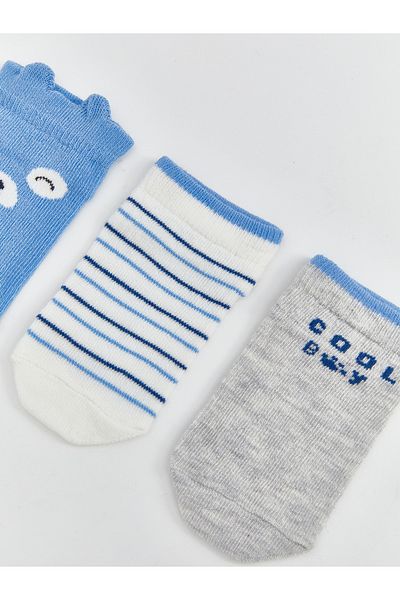 LC Waikiki Set mit 3 gestreiften Booties-Socken für Babys