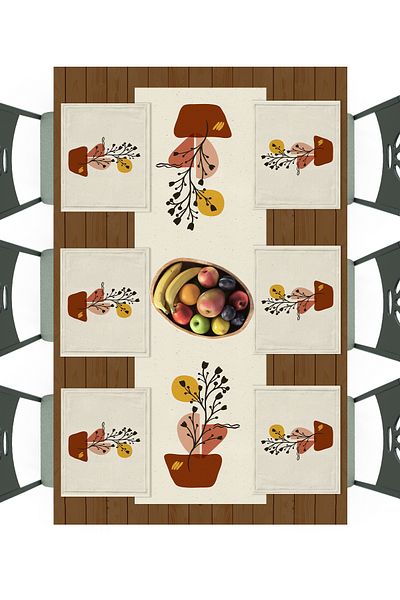 Filamente Ramadan Runner + 6 Pieces of American Service / Table Set / Stain Resistant and Washable Micropetek Fabric