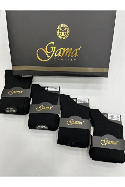 Gama Çorap 4 τμχ Μαύρες Πολύ Ειδικές Εσωτερικές Βαμβακερές Εξωτερικές Μάλλινες Λεπτές Γνήσιες Ανδρικές Κάλτσες Lambswool