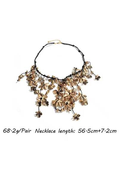 Pelin Aksesuar Antik Gold Çiçek Saçaklı Kolye