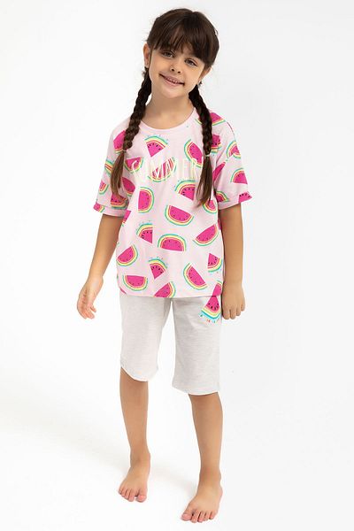 Rolypoly Watermelan Light Pink Girls' Capri Suit