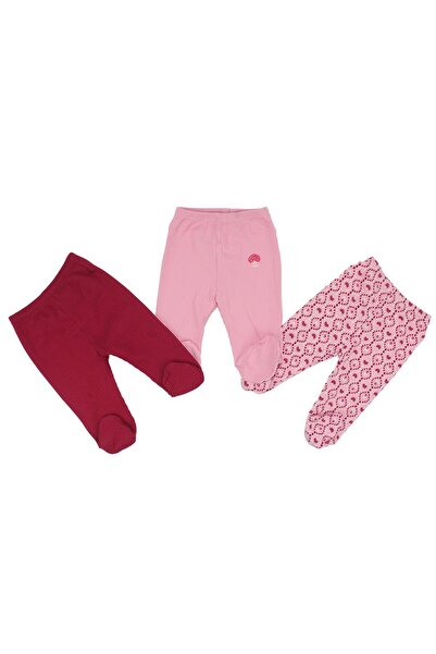 bebegen Baby Girl Fuchsia Pink Heart Patterned Single Bottom Set of 3