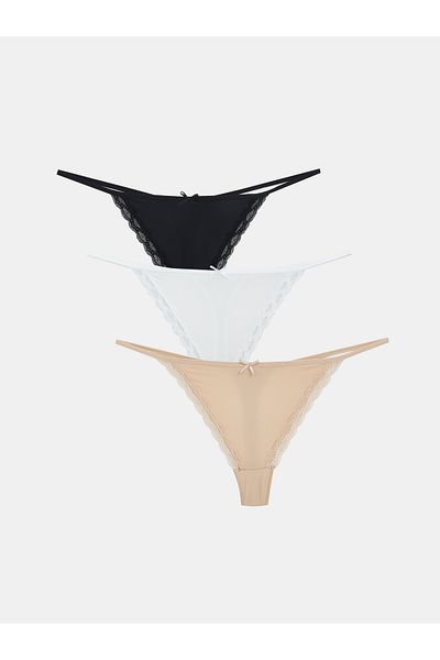 LC Waikiki Lace Detailed Thong Panties 3 Pack