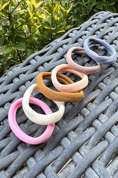 MOONİ ACCESSORİES Powder Soft Blue Pink Coffee Cream Multicolor Skin Color 6-Piece Rubber Buckle