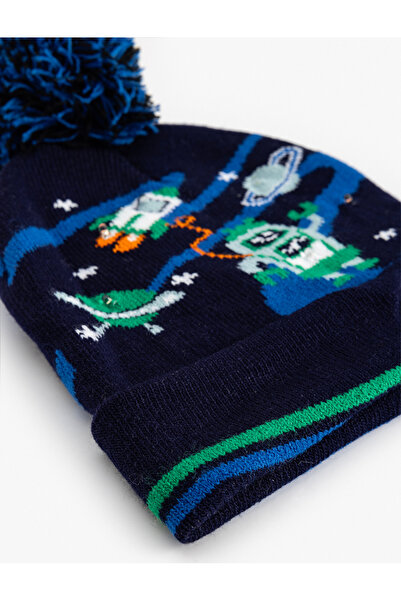 Koton Трикотажна шапка з космічним візерунком - з помпоном