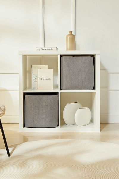 Ocean Home Textile 2' Pieces Anthracite In-Cabinet Toy and Laundry Organizer - Folding Storage Basket 30X30X30