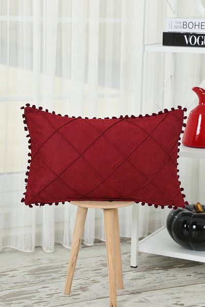 Aisha's Design Husă de pernă cu pompoane pe margini, k-244
