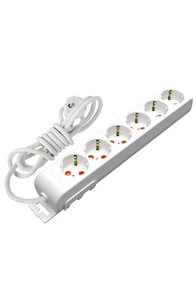 Mutlusan Rı-tech Altılı Anahtarlı Topraklı Grup Priz Çocuk Korumalı 2 Metre K...