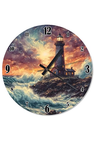 Tablomega Stormy Lighthouse Flowing Wall Clock