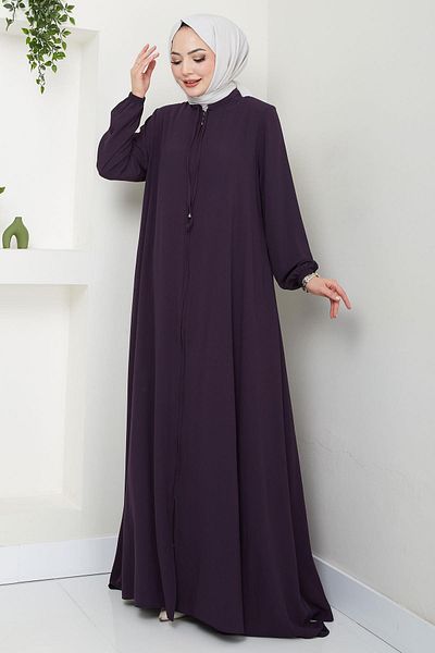 hafsamina Plum Laced Mevlana Ferace - Hm2644