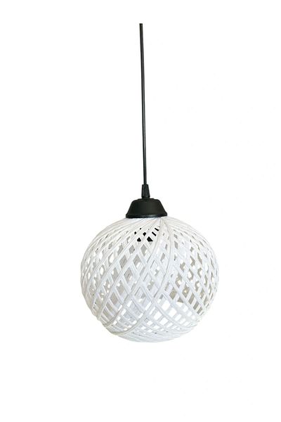 CONANA Pendant Lamp Rope Ball Chandelier 20cm Head - White Ball (70cm Black Cable)