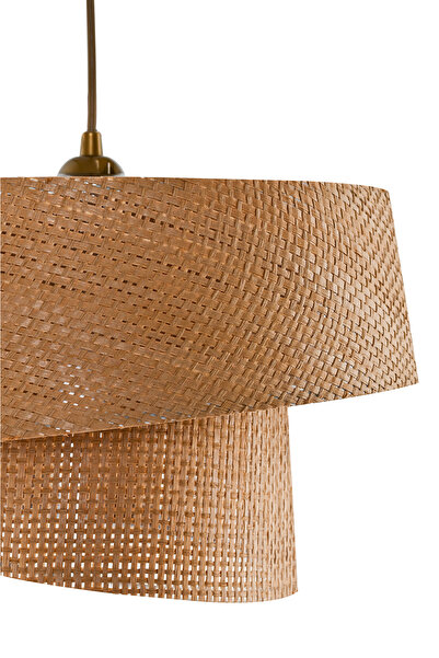 EvLight Eftelya Kahve Hazeran Rattan 2 Katlı Pasta Sarkıt Avize