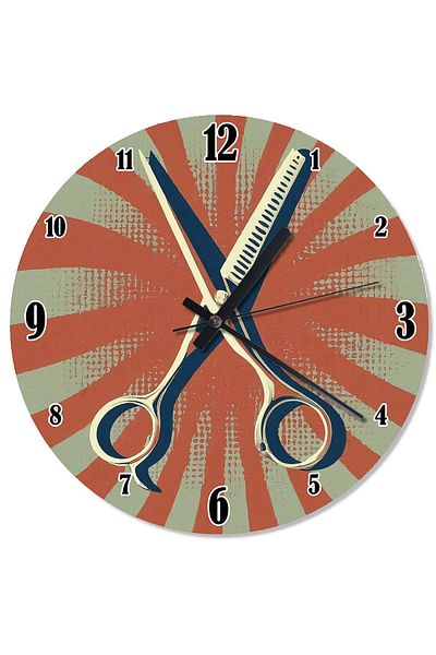 karizmart Scissors and Retro Drawing Flowing Wall Clock