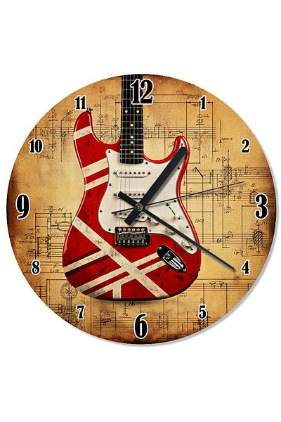 karizmart Retro Red Guitar Special Design Wall Clock