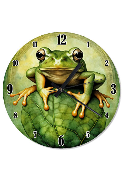 ekart ساعة حائط بتصميم خاص على شكل ضفدع وزنبق الماء