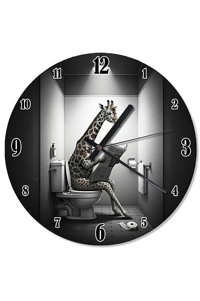 karizmart Giraffe Thinking in the Toilet Printed Wall Clock