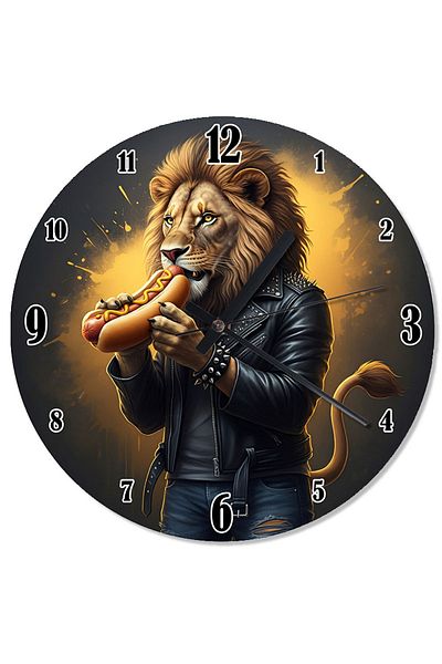 karizmart Lion Eating Sausage Shaped Wall Clock