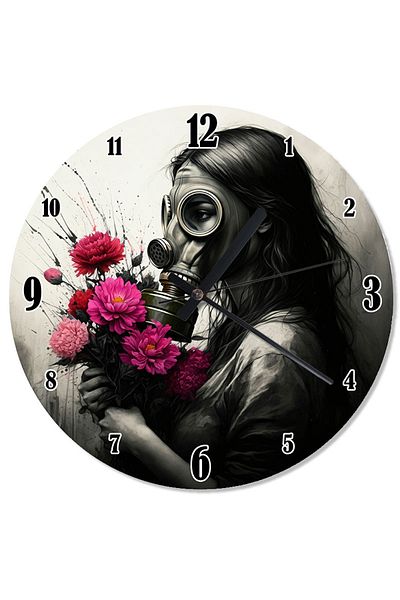 ekart Floral Women's Design Wall Clock with Gas Mask