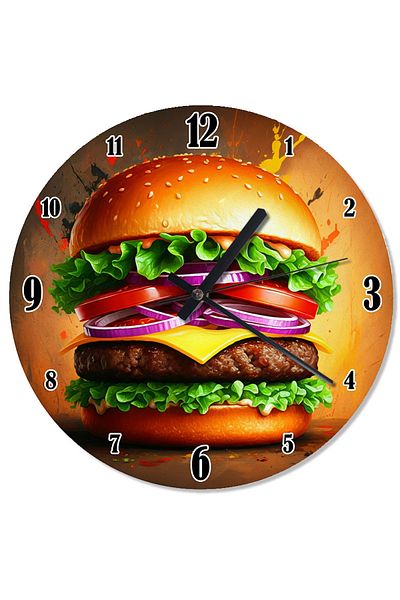 karizmart Big Burger Drawing Special Design Wall Clock
