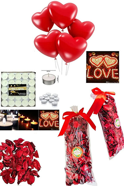 Tepaxi 14 Şubat Sevgililer Günü Konsept Hediye, 600 Kuru Gül Yaprağı, 25 Mum,...